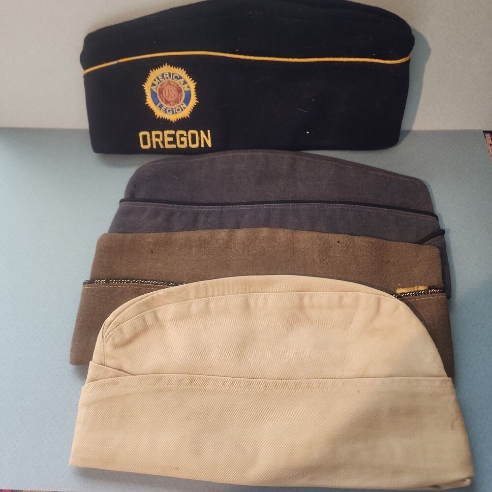 Vintage Military Side Caps Lot of 4 – Includes American Legion Oregon &...